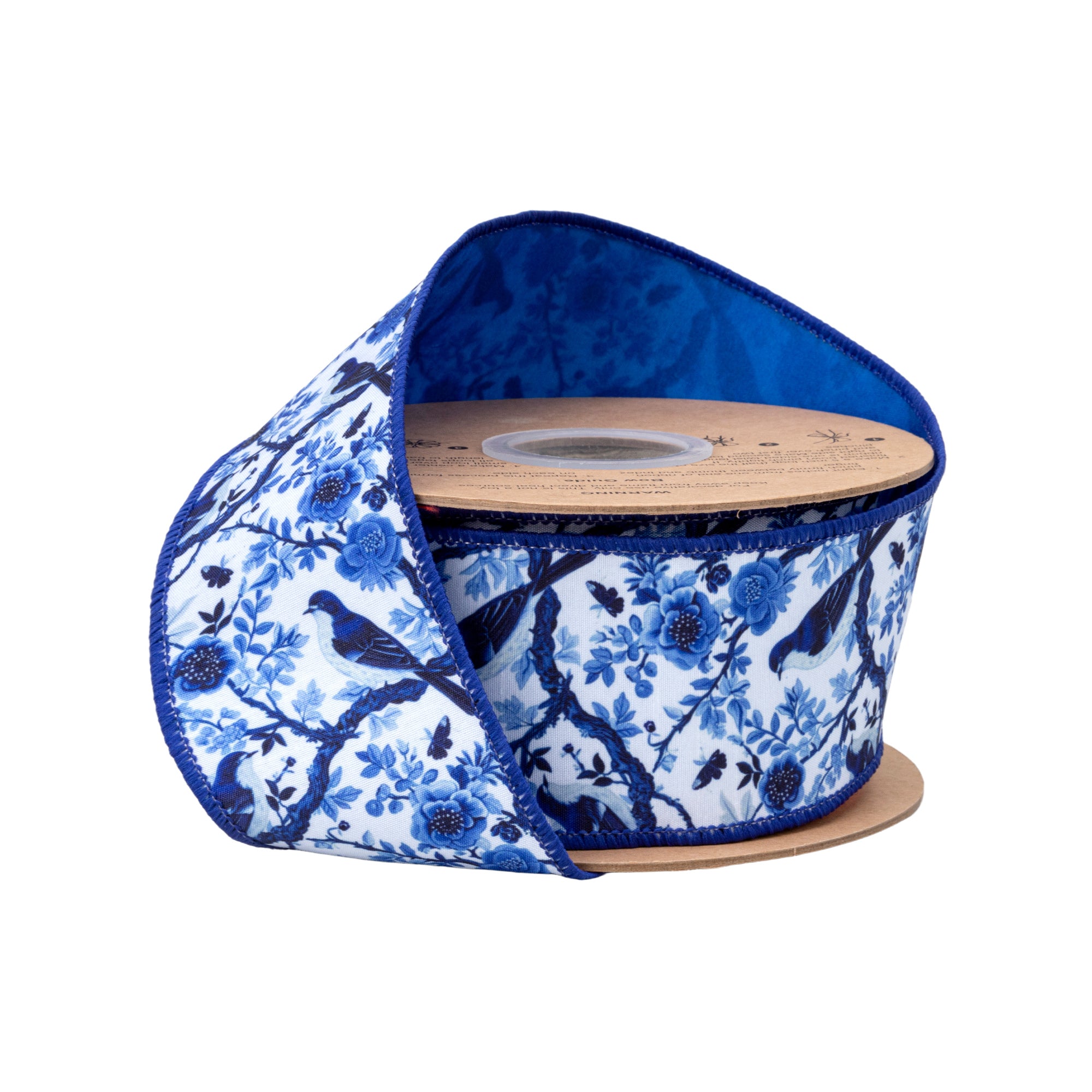 Blue and White Check Dupion Ribbon with Gold Back