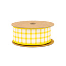 1 1/2" Wired Dupioni Ribbon | Yellow/White Check w/ Yellow Backing | 10 Yard Roll