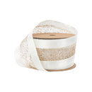 2 1/2" Wired Ribbon | Gold Mesh with White Satin Edge | 10 Yard Roll