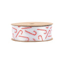 1" Printed Satin Ribbon | Candy Cane | 10 Yard Roll