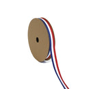 3/8" Textured Grosgrain Ribbon | "Tri-Stripe" Red/White/Navy | 50 Yard Roll