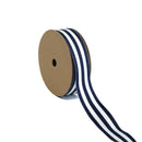 7/8" Textured Grosgrain Ribbon | "Mono-Stripe" White/Navy | 50 Yard Roll