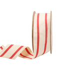 1 1/2" Cotton Ribbon | "Striped" White/Red | 20 Yard Roll