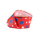 2 1/2 Wired Ribbon | Red w/ White/Blue Stars | 10 Yard Roll