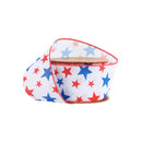 2 1/2 Wired Ribbon | White w/ Red/Blue Stars | 10 Yard Roll