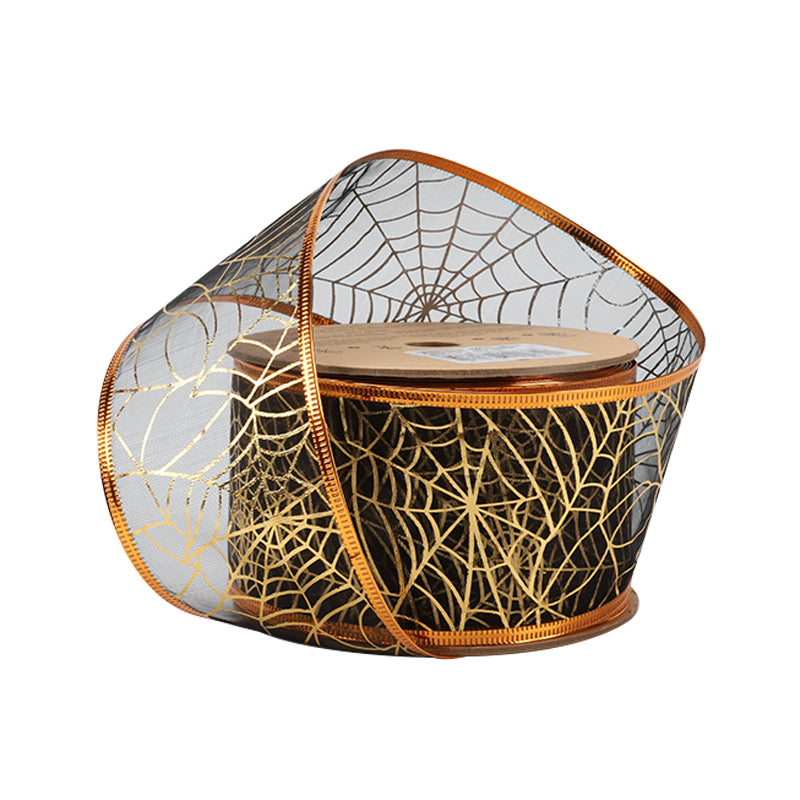 2 1/2" Wired Ribbon | Whimsey Foil Spider Web | 10 Yard Roll