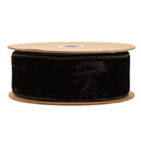 2 1/2" Wired Premium Velvet Ribbon w/ Tissue Back | Black/Gold | 10 Yard Roll