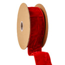 2 1/2" Wired Premium Velvet Ribbon w/ Tissue Back | Red | 10 Yard Roll