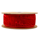 2 1/2" Wired Premium Velvet Ribbon w/ Tissue Back | Red | 10 Yard Roll
