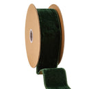 2 1/2" Wired Premium Velvet Ribbon w/ Tissue Back | Green/Gold | 10 Yard Roll