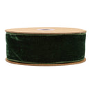 2 1/2" Wired Premium Velvet Ribbon w/ Tissue Back | Green/Gold | 10 Yard Roll