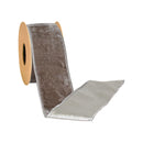 2 1/2" Double-Fused Wired Velvet Ribbon w/ Metallic Back | Platinum/Silver | 5 Yard Roll