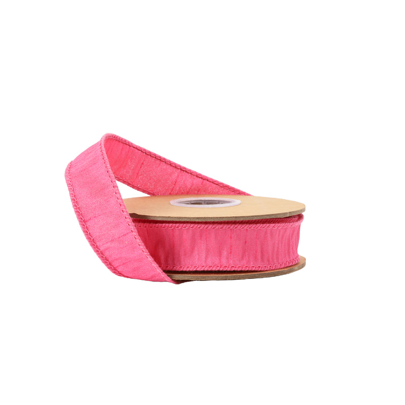 1" Wired Dupioni Ribbon | Hot Pink | 10 Yard Roll