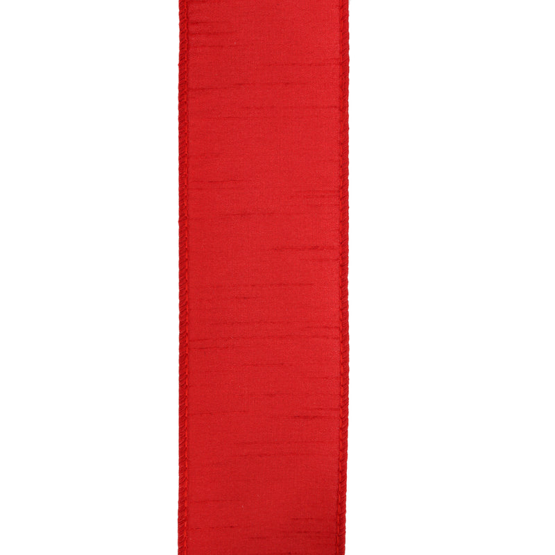 2 1/2" Wired Dupioni Ribbon | Red | 10 Yard Roll