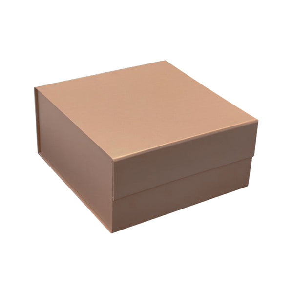 8" x 8" x 4" Collapsable Gift Box w/ Magnetic Square Flap Lid | Rose Gold