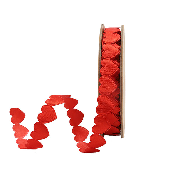3/4" Ultra Sonic Trim | Side By Side Hearts Red | 10 Yard Roll