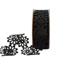 1 1/2 Ultra Sonic Trim | Large Flower Silhouette Black | 10 Yard Roll