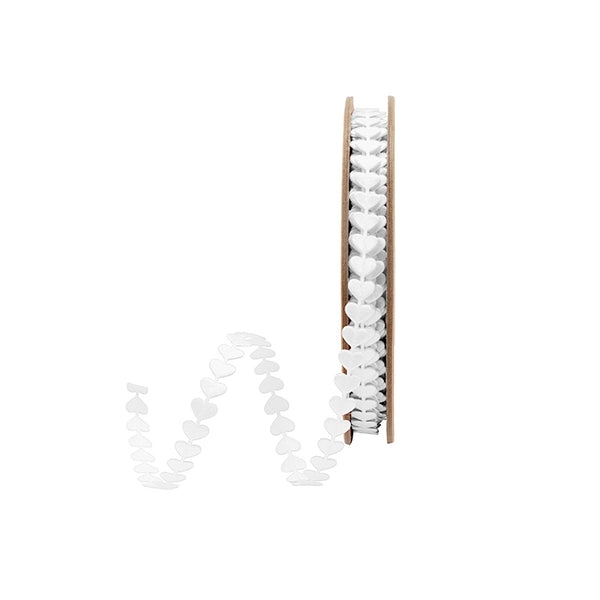 1/4" Ultra Sonic Trim | Running Hearts White | 10 Yard Roll
