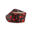 2 1/2" Wired Ribbon | Black w/ Red Hearts/Gold Sparkles | 10 Yard Roll