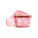 2 1/2" Wired Ribbon | Pink w/ White Cupids/ Red Glitter Hearts | 10 Yard Roll