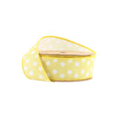1 1/2" Wired Ribbon | Yellow w/ White Polka Dots | 10 Yard Roll