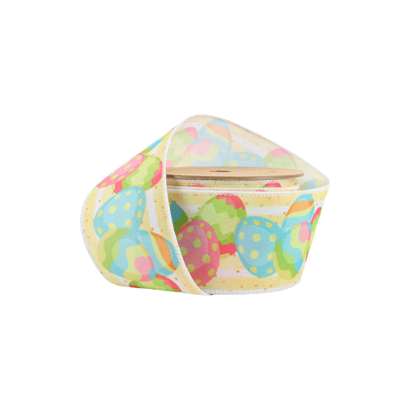 2 1/2" Wired Ribbon | Decorated Eggs | 10 Yard Roll