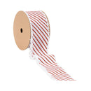 2 1/2" Wired Satin Ribbon | Metallic Red Stripe and Fuzzy Edge | 10 Yard Roll