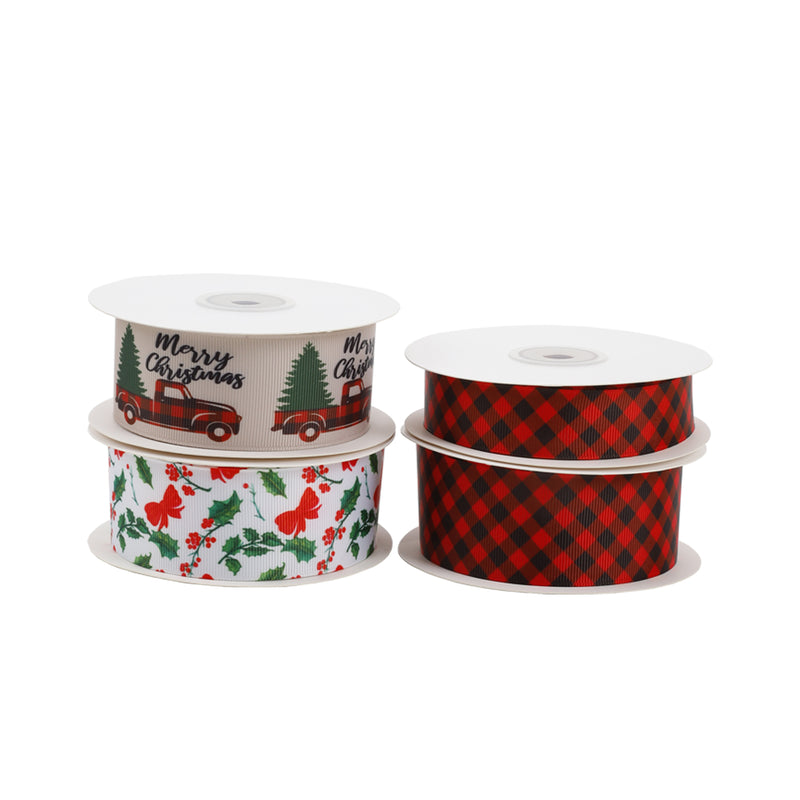 7/8" Printed Grosgrain Ribbon | Lumberjack Plaid (10054) | 100 Yard Roll