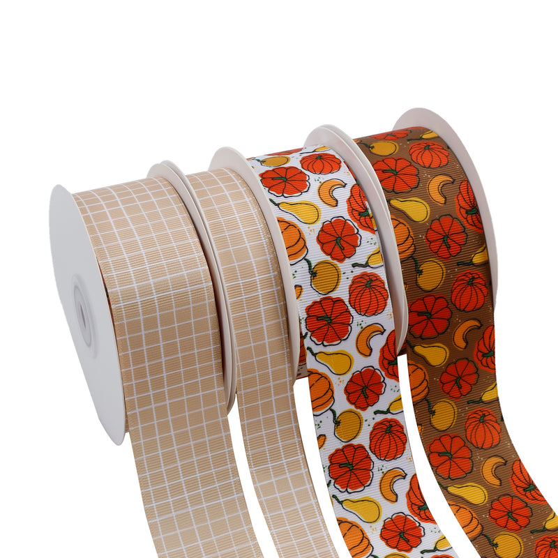 1 1/2" Printed Grosgrain Ribbon | Harvest Check (10021) | 100 Yard Roll
