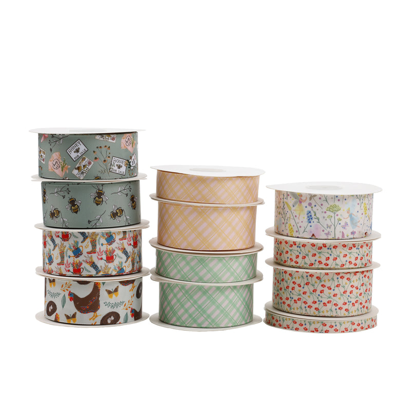 1 1/2" Printed Grosgrain Ribbon | Beezy (10009) | 100 Yard Roll