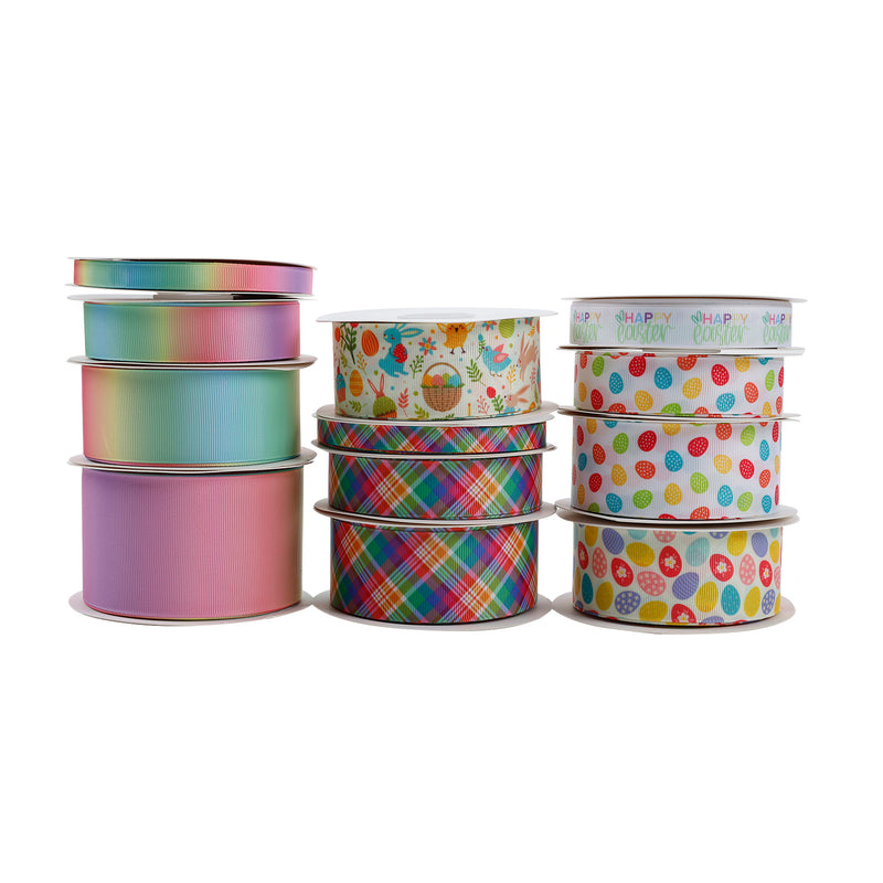 1 1/2" Printed Grosgrain Ribbon | Pastel Rainbow (10038) | 100 Yard Roll