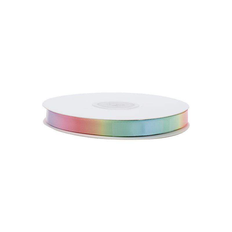 3/8" Printed Grosgrain Ribbon | Pastel Rainbow (10036) | 100 Yard Roll