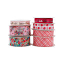 5/8" Printed Single Face Satin Ribbon | "Be Mine Love More" Azalea (187)/Silver Print | 100 Yard Roll