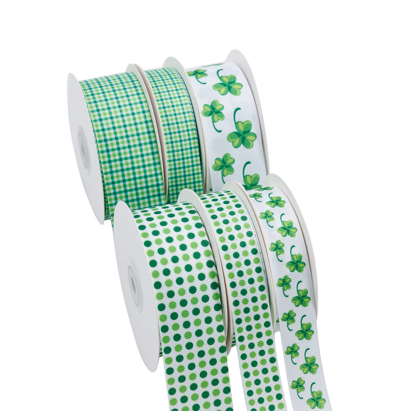 1 1/2" Printed Grosgrain Ribbon | Patty's Clover | 100 Yard Roll