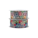 1 1/2" Printed Grosgrain Ribbon | Airmail Stamps (10007) | 100 Yard Roll