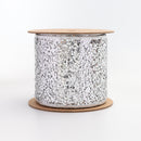 4" Sequin Wired Ribbon | Silver | 10 Yard Roll