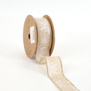 1 1/2" Wired Ribbon | "Snowflake" Natural/White | 10 Yard Roll