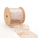 4" Sequin Wired Ribbon | Rose Gold | 10 Yard Roll