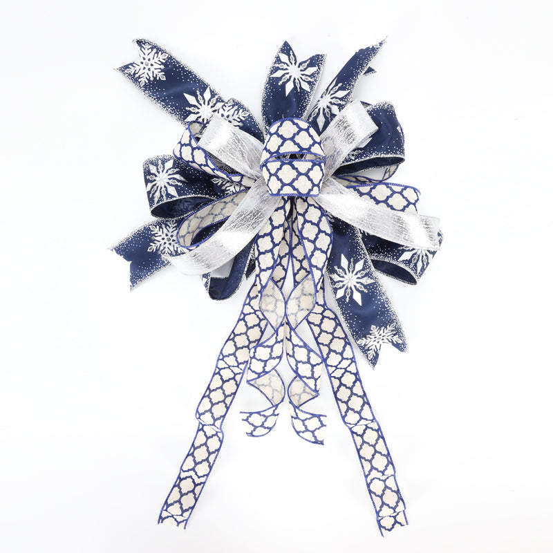 2 1/2" Wired Ribbon | "Glitter Snowflake" Navy/Silver | 10 Yard Roll