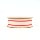 1 1/2" Cotton Ribbon | "Striped" White/Red | 20 Yard Roll