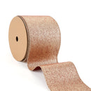 4" Reversible Velvet/Glitter Wired Ribbon | Scarlet/Pale Gold | 10 Yard Roll