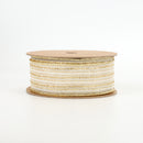 1 1/2" Wired Ribbon | "Glitter Striped" White/Gold | 10 Yard Roll