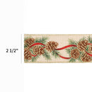 2 1/2" Wired Ribbon | "Glitter Pinecone" Natural/Gold Multi | 10 Yard Roll