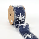 2 1/2" Wired Ribbon | "Glitter Snowflake" Navy/Silver | 10 Yard Roll