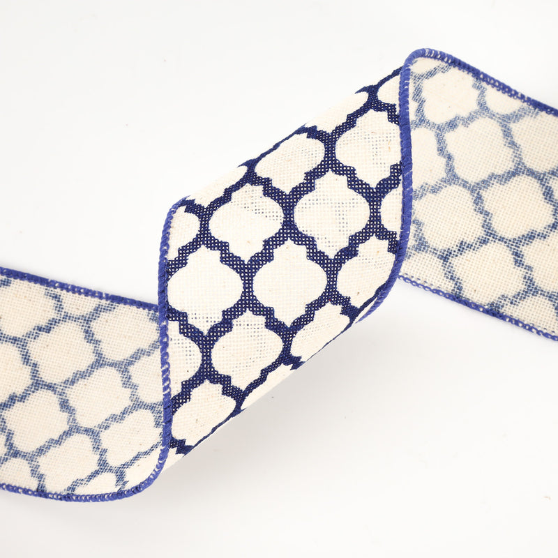 2 1/2" Wired Ribbon | "Lattice" Natural | 10 Yard Roll