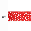 2 1/2" Wired Ribbon | "Glitter Polka Dot" Red/White | 10 Yard Roll