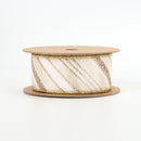 1 1/2" Wired Ribbon | "Glitter Striped" White/Multi | 10 Yard Roll