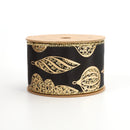 2 1/2" Wired Ribbon | "Glitter Ornament" Black/Gold | 10 Yard Roll