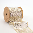 4" Sequin Wired Ribbon | White Gold | 10 Yard Roll