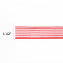 1 1/2" Wired Ribbon | "Mini Striped" White/Red | 10 Yard Roll